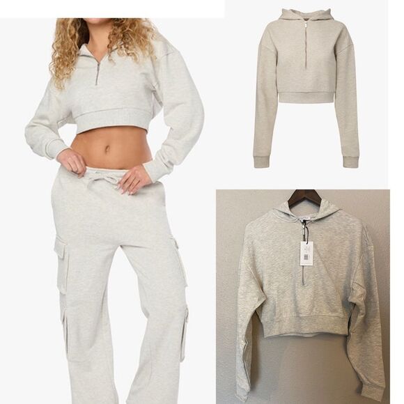 NWT WWW Fleece Half Zip Hoodie “Heather Gray” Medium - Picture 1 of 8